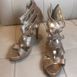 Sparkly gold heels